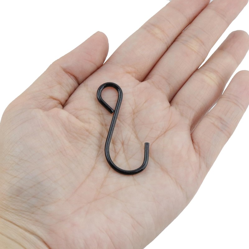 T Tulead 30PCS S-Hooks Small Metal Hanging Hooks 1.6" Black