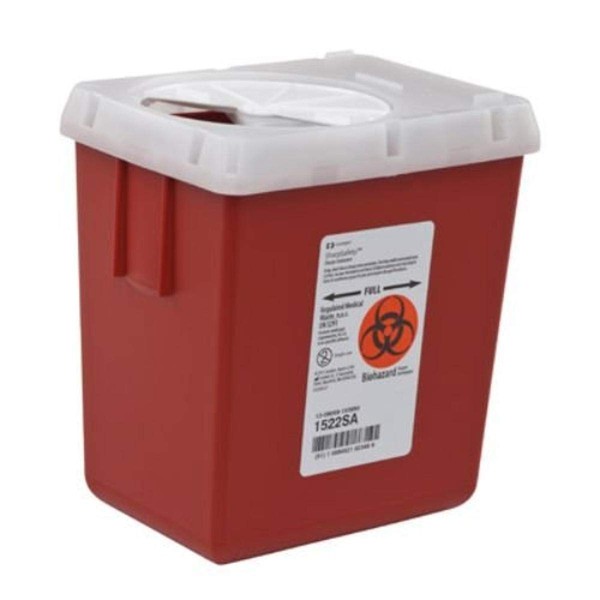 Covidien 1522SA SharpSafety Sharps Container, Phlebotomy, 2.2 Quart Capacity, Red (Pack of 60)