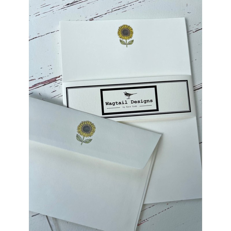 Wagtail Designs Writing Paper Gift Set with a Sunflower Illustration
