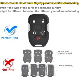 RFSRZ TPU Key Fob Case for 2017-2022 2023 2024 GMC Acadia Terrain Yukon Suburban Tahoe with Key Chain Key Holder (Silver)