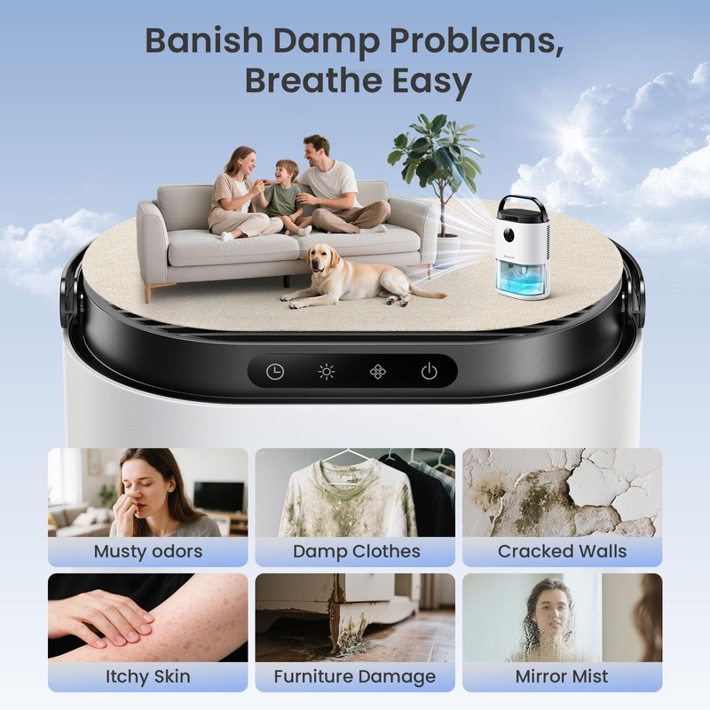 Dehumidifier for Home, 68 OZ Water Tank Dehumidifiers for Bathroom,