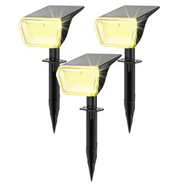 Linkind 60-Led Solar Spotlight for Outdoor Use, Warm White, 800 lm, Extra Long Light Duration & Intelligent Discharge, 3000 K Solar Garden Light with Charging Indicator, IP67 LED Garden Spotlight