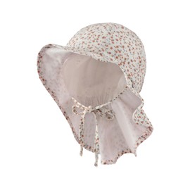 Sterntaler Millefleurs Sun Hat - Girls' Summer Hat with Floral Pattern - Elastic Band - for Tying - UV Protection 50+ Hat with Neck Protection - Baby Children's Headpiece, ecru