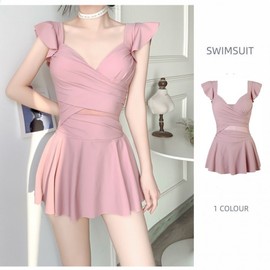 Women's Beautiful Short-Sleeve One-Piece Swim Dress with Tummy Control, Modest Style, Plus Size R210 XL/9437 Pink 2ea