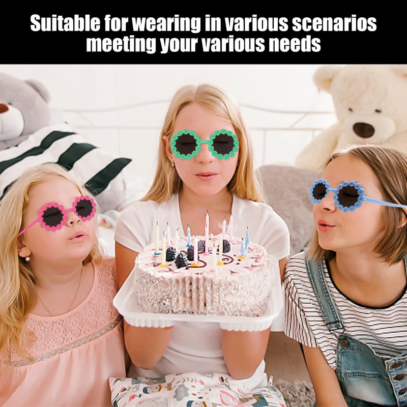 TVSVKWE 6 Pieces Of Small Flower Sunglasses, Creative Design Glasses,