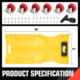 PM PERFORMOTOR 36" L X 17" W x 4.25" H Vehicle Repair Low Profile Automotive Creeper w/Padded Headrest, YellowPM-TOL-CPC36-YL