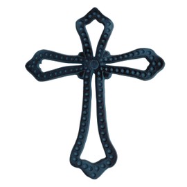 PURESTORY 10 x 8 Inches Decorative Metal Wall Cross for Home Décor | Religious Cross for Wall | Metal Cross Wall Decor Art for Home - Blue