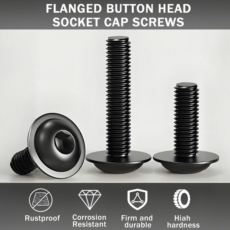 QANCEN 10 Pcs Flanged Button Head Socket Cap Screws M6x40mm,