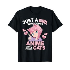 Just A Girl Who Loves Anime And Cats Cute Otaku Manga T-Shirt