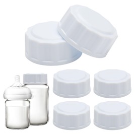 ZMDMAH Pack of 6 Baby Bottle Caps, Travel Bottle Caps for Avent, Bottle Caps, Replacement Baby Bottles Lids Compatible with Wide Mouth Bottles, Lid for Baby Bottles, White