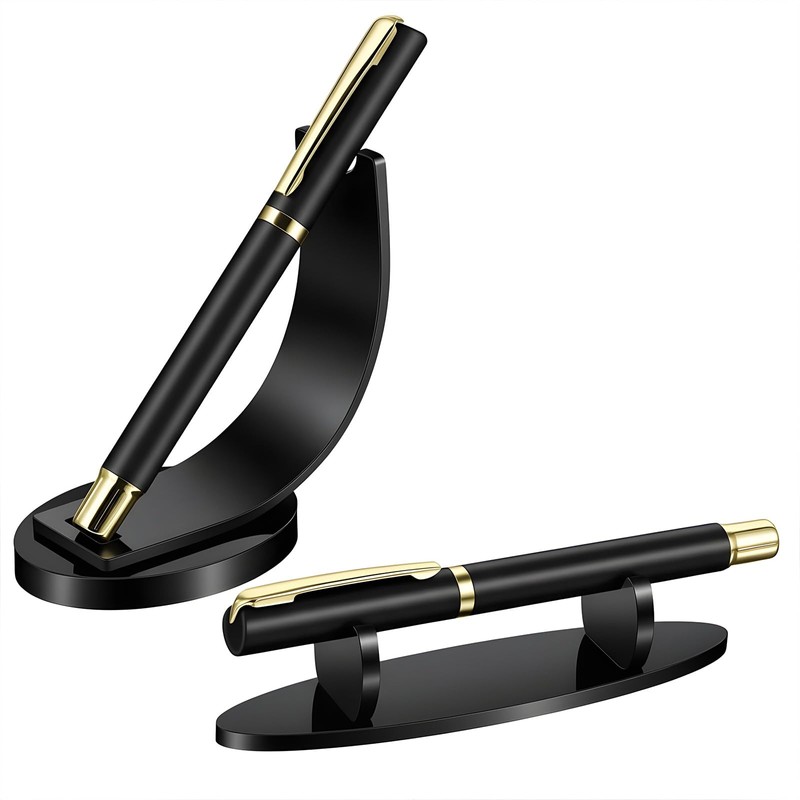 Ezymivs 2Pcs Acrylic Pen Display Stand, Black Acrylic Single Pen