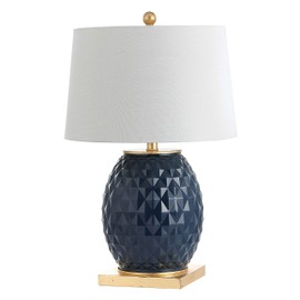 JONATHAN Y JYL5043B Diamond 25.5" LED Glass/Metal Lamp Contemporay,Transitional for Bedroom, Living Room, Office, College Dorm, Coffee Table, Bookcase, Navy/Gold
