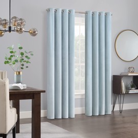 Eclipse Aurelia Velvet Room Darkening Grommet Noise Reduction Window Curtains (2 Panels), 52 in x 54 in, Blue