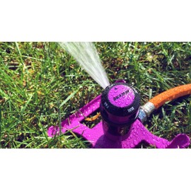 Dramm ColorStorm Gear Drive Sprinkler on Heavy Duty,Durable Metal Base, 4 Patterns, Ideal for Small, Medium & Large Areas with Pass Through Feature, Yellow, 40 Foot Diameter