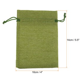 sourcing map 25Pcs Burlap Gift Bags with Drawstring 4" x 5.5" Linen Sacks Jewelry Gift Pouches for Wedding Birthday Party Christmas Favors DIY Craft, Green