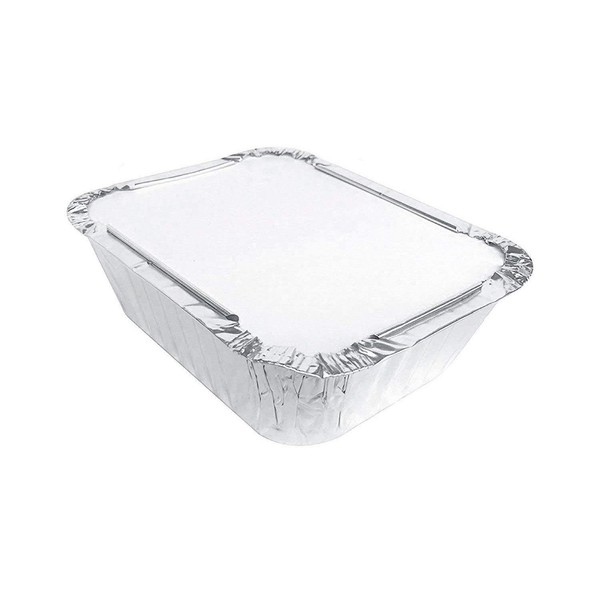 KitchenDance Disposable Aluminum 1Lb Carry Out Pan with Board Lid - 15 Ounces Baking Pan Perfect for Home, Restaurants - Aluminum Foil Pan for Baking, Storing, and Preparing Food, 220L, 50 Count
