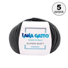 Knitting yarn 100% pure merino new wool extra fine, line super soft by Lana Gatto, made in Italy, high-quality yarn for crochet and hand knitting, 250 g, 625 metres (anthracite - 20214, 5)