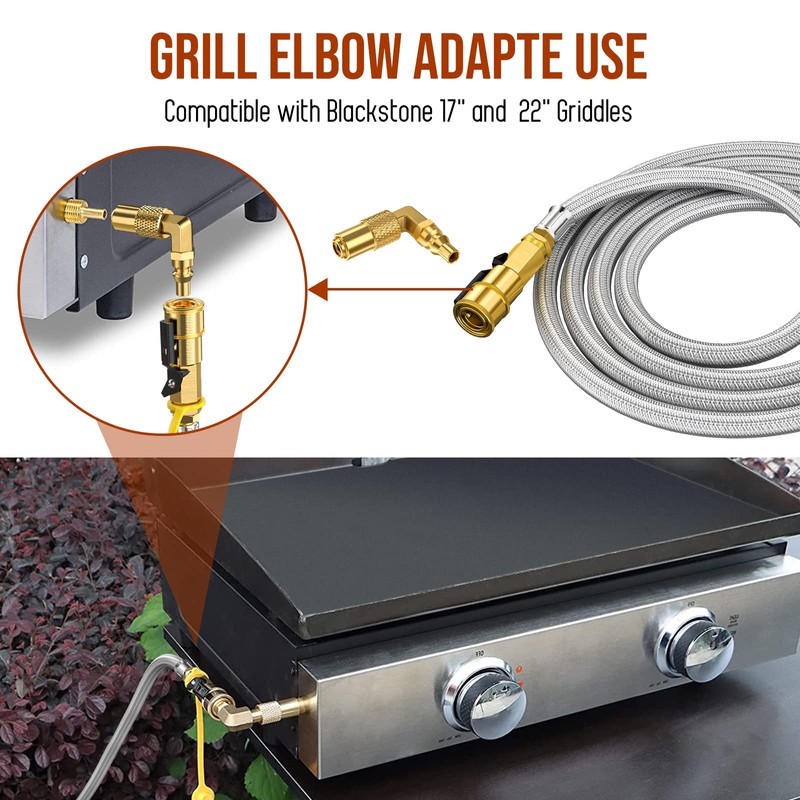 12FT Propane Hose Quick Connect Fittings for RV to Grill