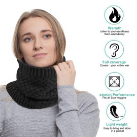 TAGVO Warm Knitted Fleece Lined Neck Warmer, Elastic Scarf Snood, Windproof Soft Thick Neck Gaiter Face Cover for Men and Women, Neck/Ear Warmer for Running Skiing Outdoor Sports - Universal Size