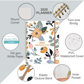 2025-2026 Appointment Book & Planner - 8.5" x 11" Daily Hourly Planner 2025 from July 2025 - June 2026, Weekly Appointment Book with 30-Minute Interval, Rose Flower