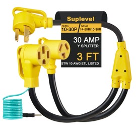 Suplevel 30 Amp Dryer Y Splitter to RV/EV, NEMA 10-30P to 14-50R/10-30R Splitter Power Adapter Cord, Dryer 3-Prong 30 AMP Y Adapter Cable for EV Charging at Dryer Outlet, STW 10 AWG, 3 FT, ETL Listed