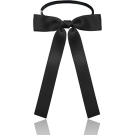 Ribbon elastic band Retro bow headband Female solid color headband (Black, One Size)