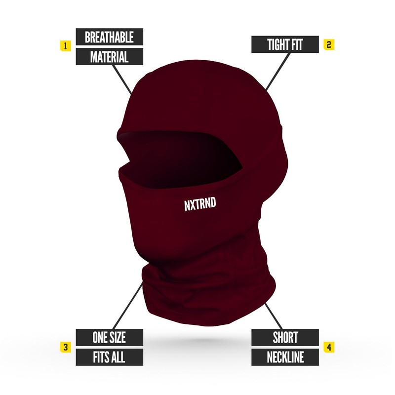 Nxtrnd Football Ski Mask, Shiesty Mask, Cooling Sports Balaclava (Maroon)