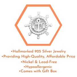 7mm Tiny Ship Helm Wheel Anchor Center Studs 925 Sterling Silver Push Back Earrings