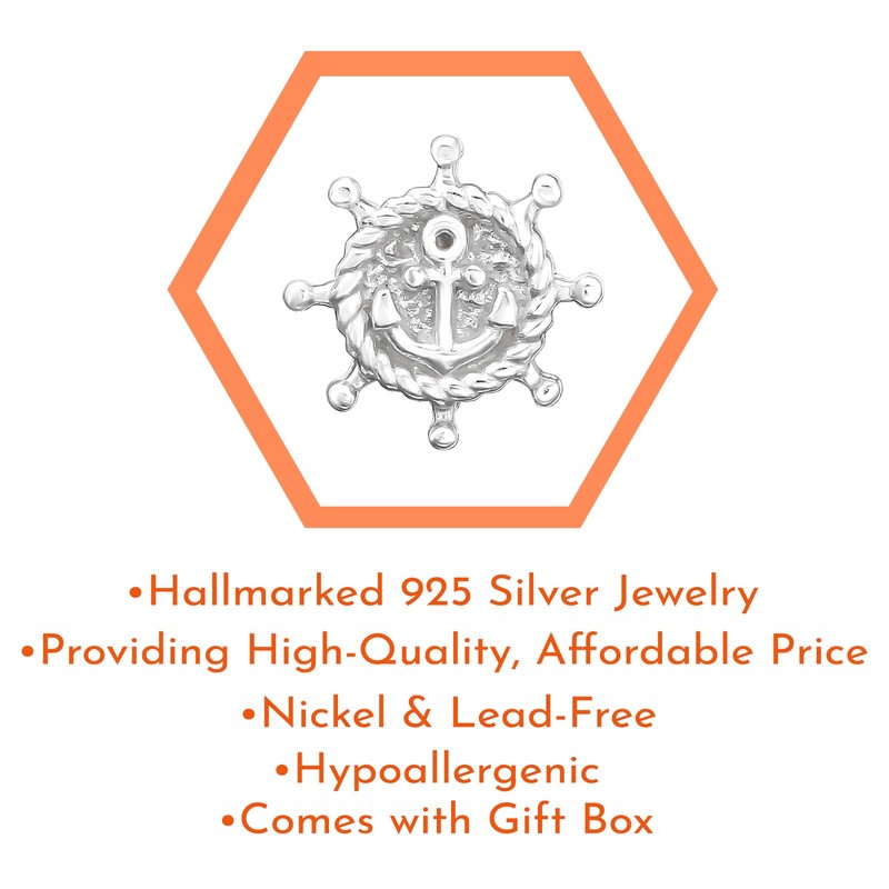 7mm Tiny Ship Helm Wheel Anchor Center Studs 925 Sterling