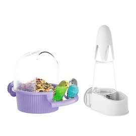 Set de dispensador de agua y comedero para pájaros sin derrames, hidratación automática, accesorios para jaulas de pájaros para cacatúas, loros, agapornis, canarios, pinzones, periquitos y o