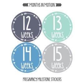 Months In Motion Pregnancy Weekly Belly Growth Stickers | Week to Week Pregnant Expecting Photo Prop | Maternity Keepsake | Baby Bump | Large Set of 36 Weekly Photo Sticker