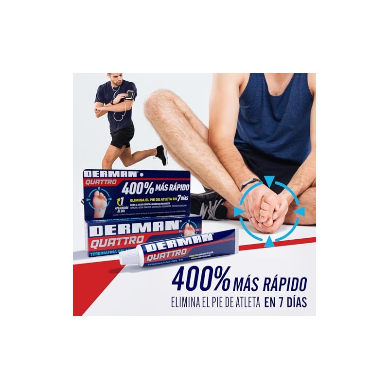 Derman Quattro, Gel para el pie de Atleta, 1% Tubo
