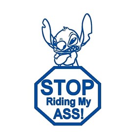 Stitch, Stop Riding,Vinyl Decal,Sticker for Cars,Windows,Laptops and More (Blue)