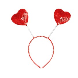 Soochat Valentine's Day Headband Heart Headband Red Sequin Love-shaped Head Boppers for Valentine Party Hair Accessories Photo Props