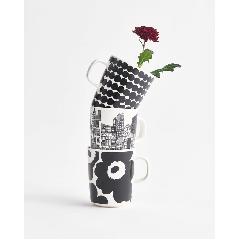 Marimekko - Oiva/Siirtolapuutarha - Cup - White/Black/Orange - Diameter 8