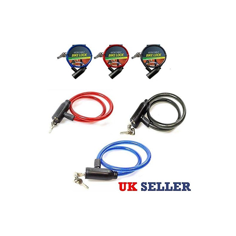 Paulstore Steel spiral cable bicycle bike lock 2 keys cycle