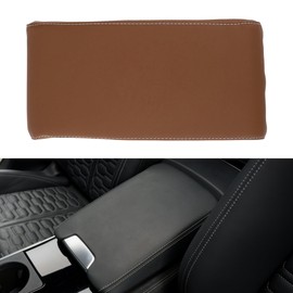 Motoforti Universal Center Console Cover Car Armrest Cover Middle Console Cover Lid for Most Vehicle SUV Car Sedan 12.6"x6.3"x1.97" Brown Nappa Leather, Memory Foam