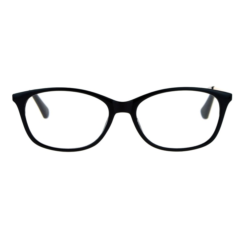 Womens Classic Mod Minimal Oval Rectangular Reading Glasses Black Gold
