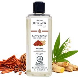 Maison Berger Winterwood Lampe Berger Refill, 1 Liter (33.8 fl oz), 2-in-1 Catalytic System, Neutralizes Odors and Diffuses Fragrance, Lemon, Ginger, Cedarwood, Made in France