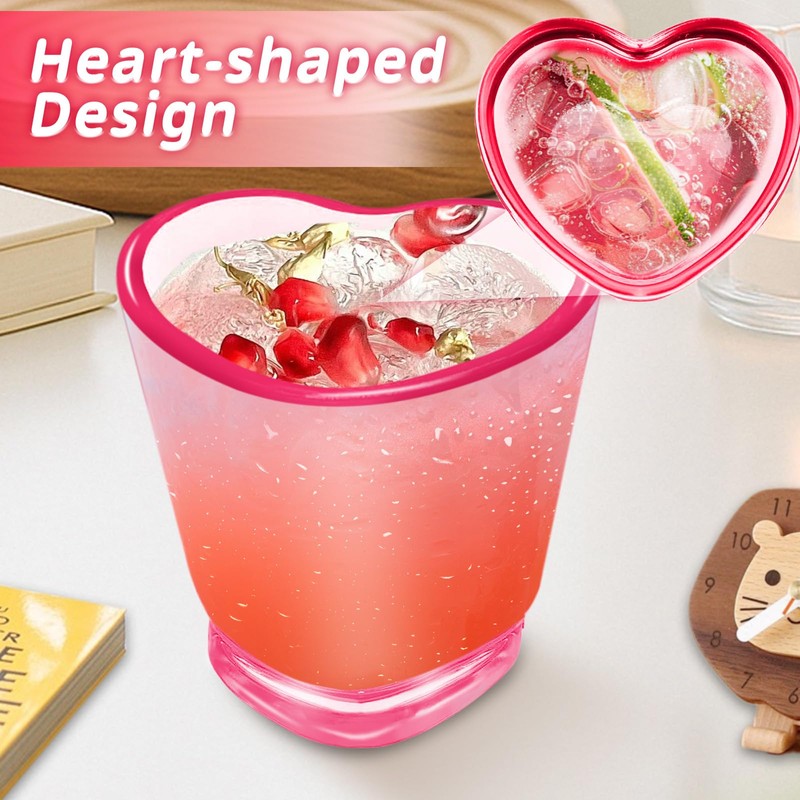 SAIAOKJ 24 Pcs Pink Heart Shot Glasses Bulk 1.5oz Funny