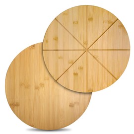 TUOCON 18" Round Cutting Board Pizza Cutting Board Double Sided Extra Large 2XL 18inch Pizza Tray Pizza Oven Accessories Pizza Prep Board Paddle Wooden Circular Circle Bamboo Cheese Serving Platter