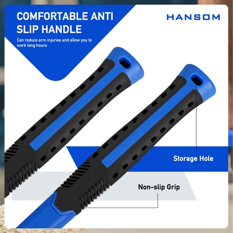 HANSOM 5-Pack Hammer Set,Rubber Mallet 32oz, Double-Faced Mallet 22oz,16oz Claw