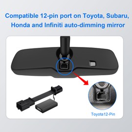 mangoal Dashcam Power Adapter for 12 Pin (Model A) for Subaru Honda Infiniti Toyota, Tacoma (16-23) Highlander Tundra Sienna, Honda Ridgeline & More, Connects to Rearview Mirror (Exposed)