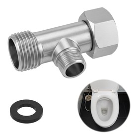 Bidet T Adapter, 3-Way Fitting Adapter (Thread Size 1/2″ x 1/2″ x 9/16″) Bidet Attachment for Toilet 3 Way Adapters for Toilet Bidets Attachment Valve Hose Fitting Replacement Parts Accessories