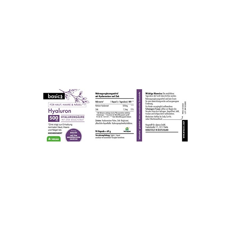 basics Hyaluronic Acid Capsules – High Dose 500-700 kDa Plus