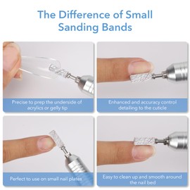 GazePlus 50 Pcs 3.1mm Small Sanding Bands for Nail Drills White Disposable Small Sanding Bands 100 Grit Nail Sanding Bands for Nail Drill Set Acrylic Nail Gel Manicure & Pedicure