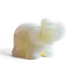 YGLINE Healing Crystal Stones Opal Elephant Figurines Reiki Gemstone Crafts Statues Elephant Gifts Collectible Decor for Home Office Desk(Elephant-Opal)