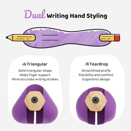 3 Pack Silicone Pencil Grips for Kids & Adults, Ergonomic Dual-Head Design for Handwriting, Drawing & Coloring, Improves Grip Control,Green/Blue/Purple