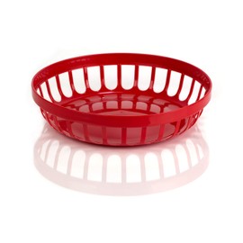 Kimmel Bread Basket, Fruit Basket, Serving Basket, Fruit Bowl, Bread Bowl, Reusable, Shatterproof, Stackable, Plastic, Red