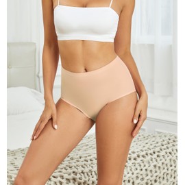 TUTUESTHER No Show High Waist Underwear for Women Seamless Panties Invisible Briefs Full Coverage Womens Underwear Pack(XX-Large, Nude)